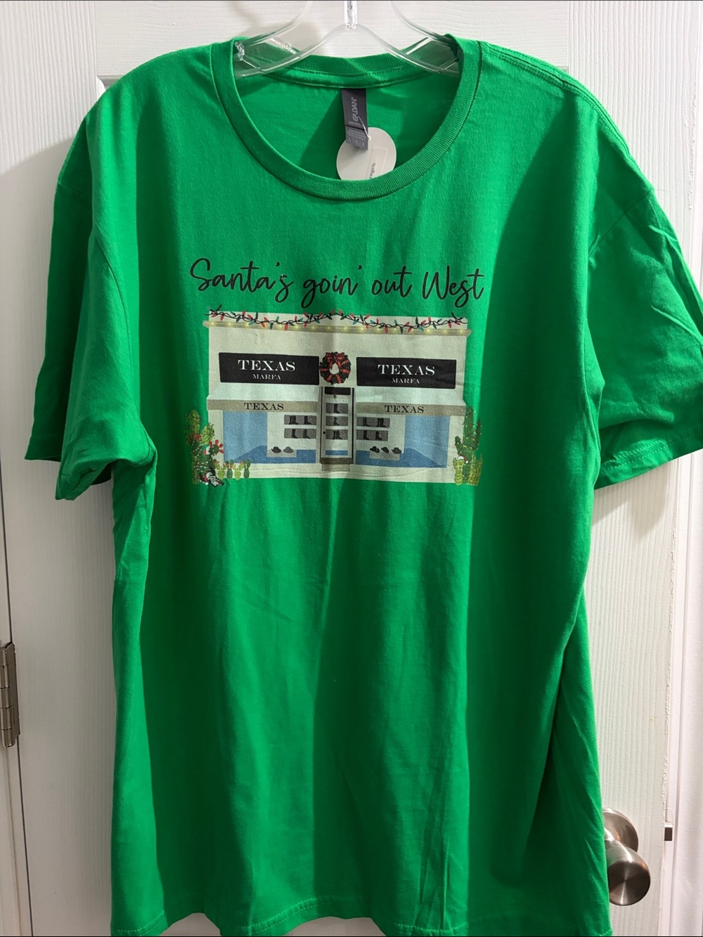 Gildan Green Santa's Goin' Out West Graphic Tee